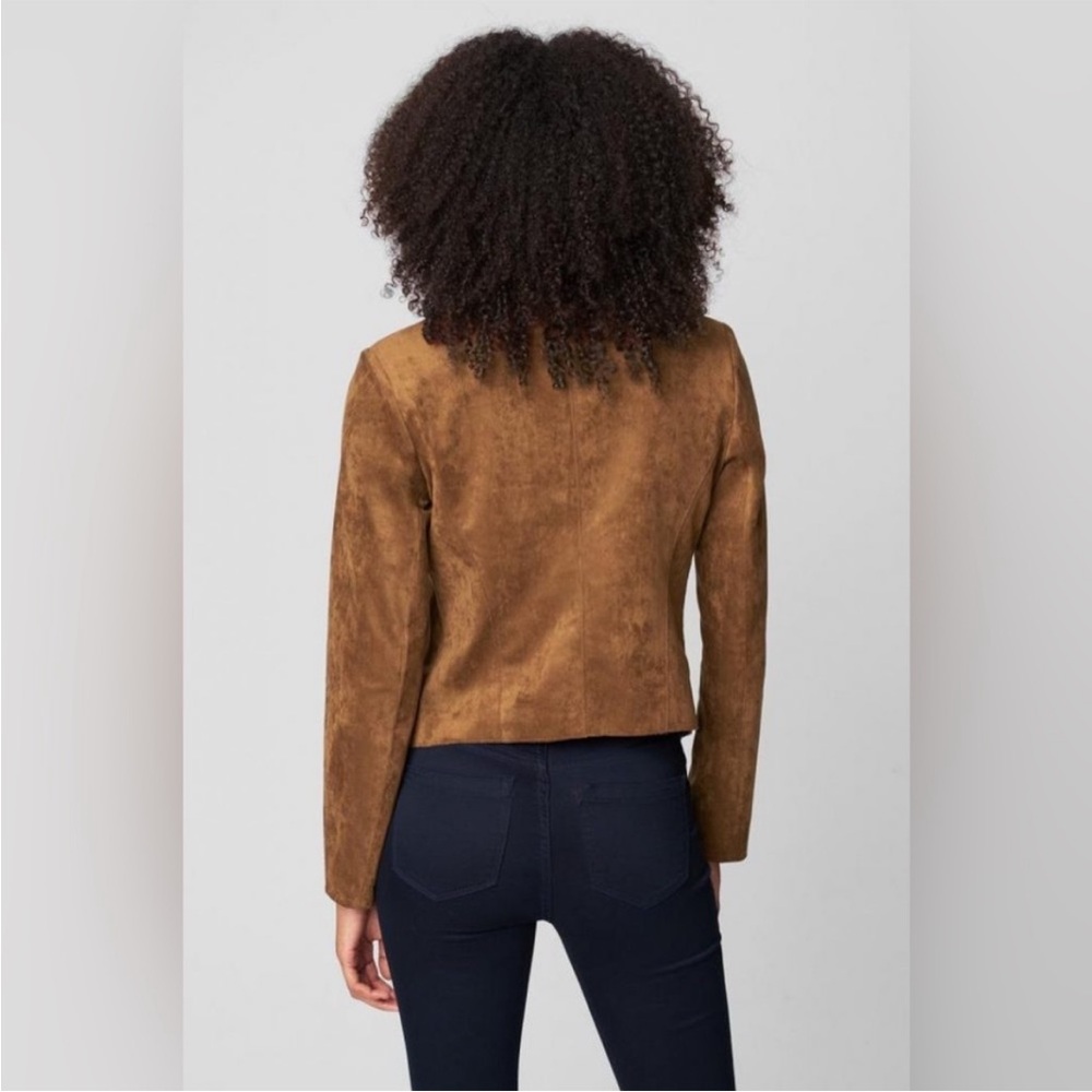 NWT Blank NYC Coco Nonstop Faux Suede Open Front Jacket In Size XS Brown Moto - Picture 3 of 13